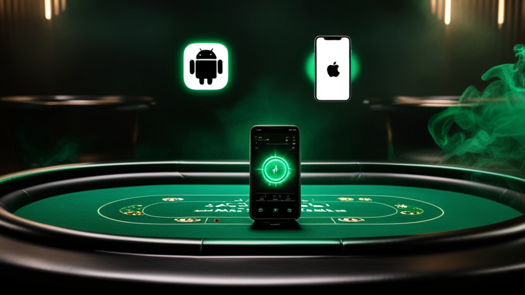 Telemóvel com opção de download da app em ambiente de casino