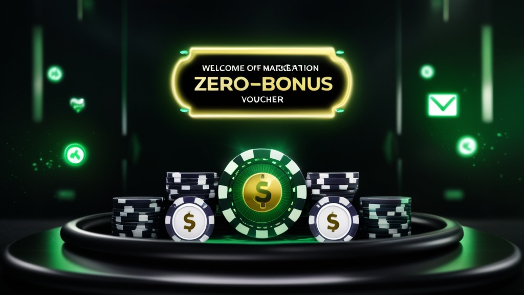 Voucher de bónus sem depósito num casino escuro com luzes verdes