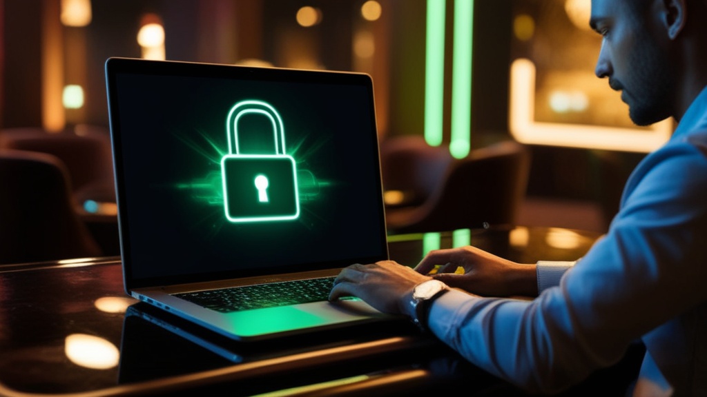 Ecrã de login de casino em ambiente escuro com cadeado digital
