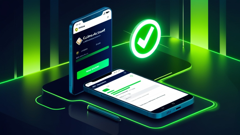 Confirmação de conta com e-mail e símbolo de validação em ambiente de casino